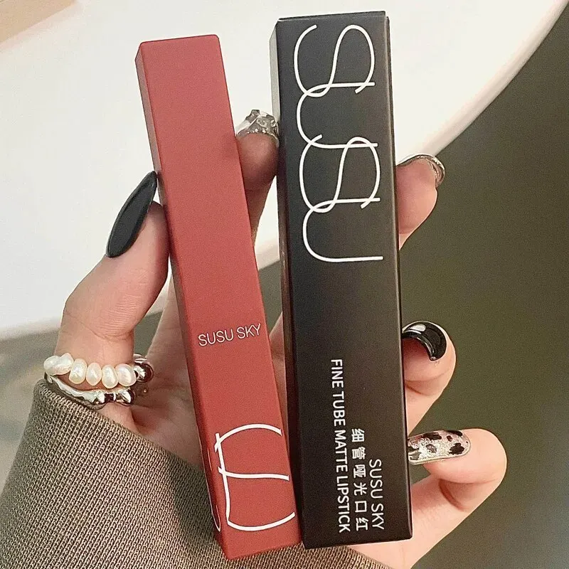 TX010 Thin Tube Matte Lipstick Waterproof Sweatproof Long-Lasting Makeup Resistant Dual Use on Lips And Cheeks thumbnail 2