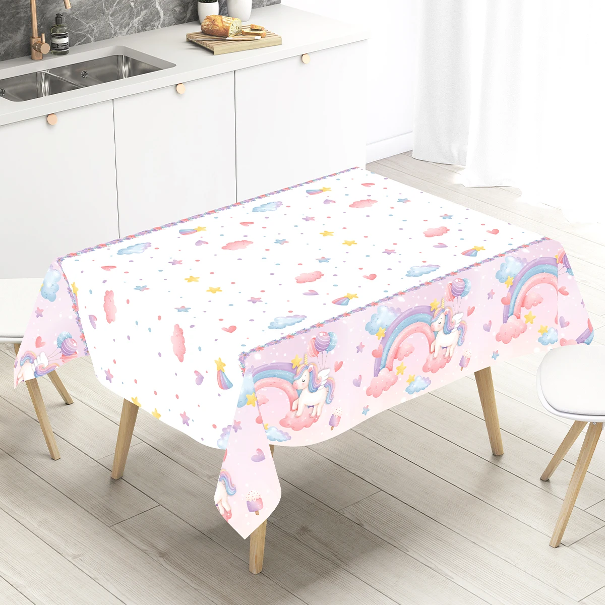 Rainbow Unicorn PE Tablecloth Happy Unicorn Theme Birthday Party Decorations Kids Favors Table Cover Girls Baby Shower Supplies thumbnail 4
