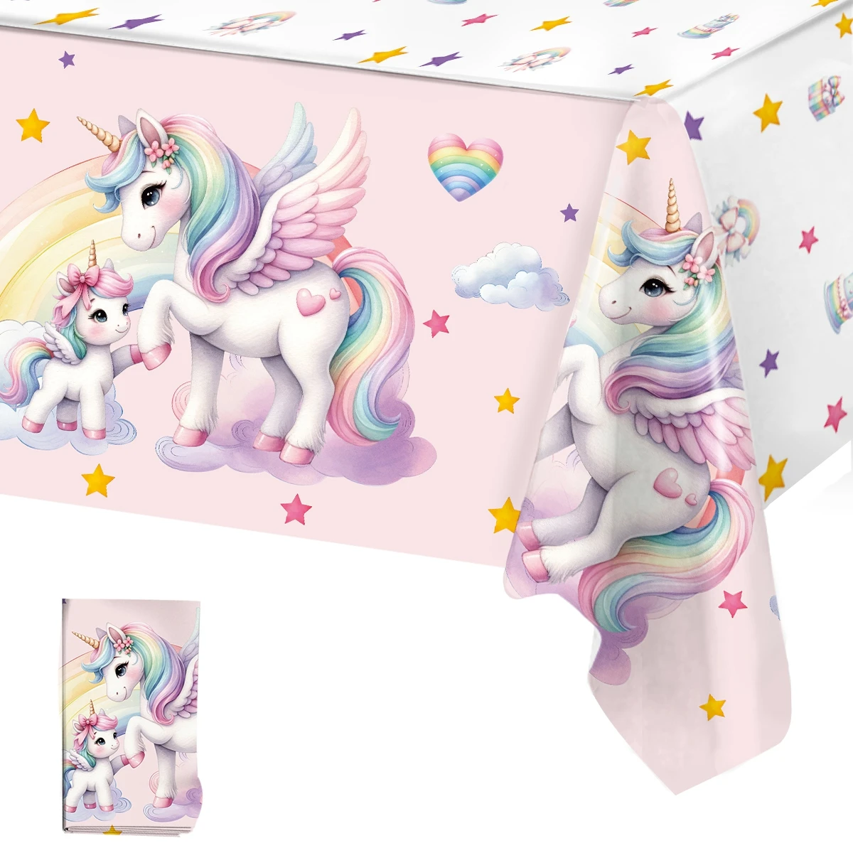 Rainbow Unicorn PE Tablecloth Happy Unicorn Theme Birthday Party Decorations Kids Favors Table Cover Girls Baby Shower Supplies thumbnail 5