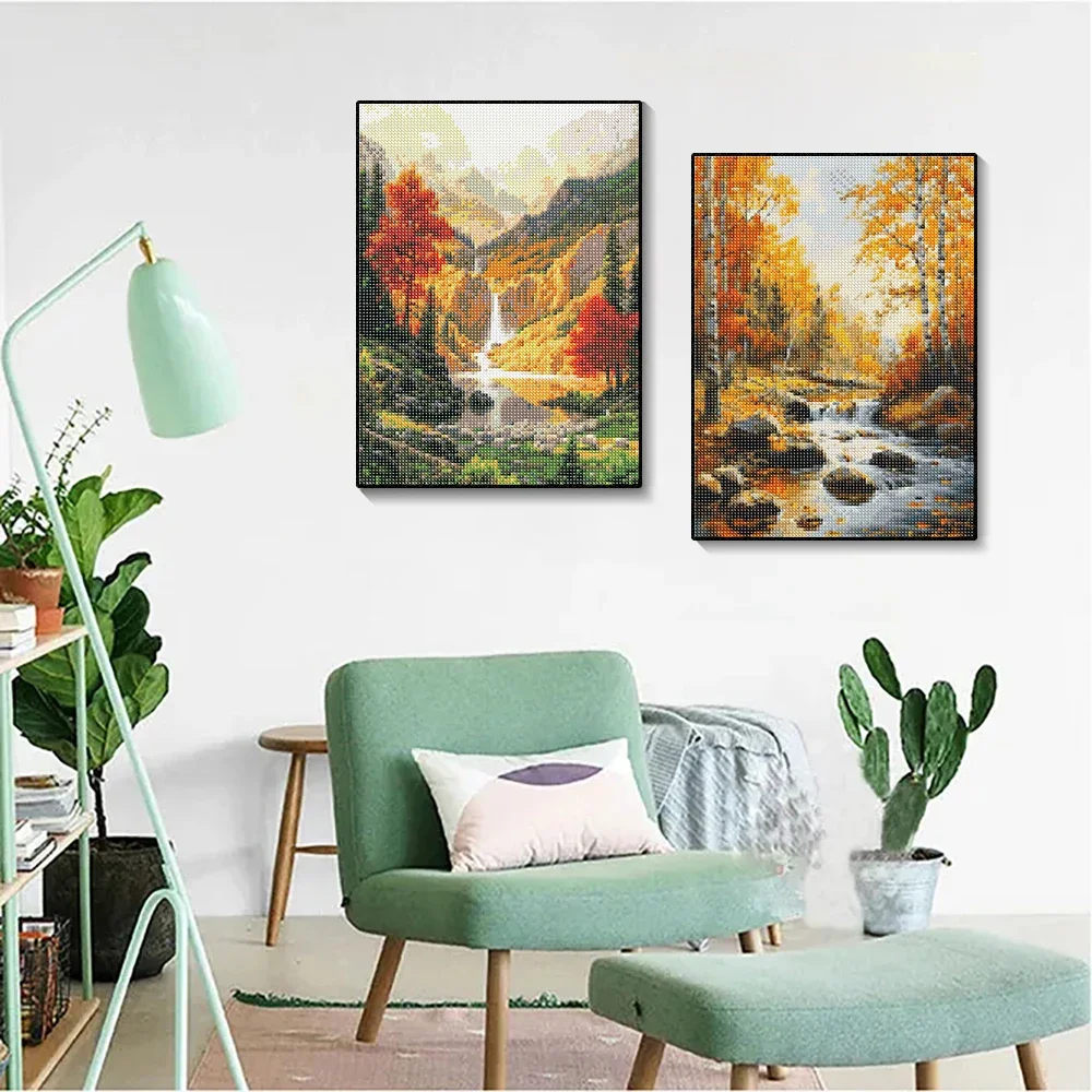 DIY 5D Diamond Painting Landscape Forest Art Rhinestone Picture Full Circle Mosaic Cross Stitch Kits Home Decor Hobby Gift thumbnail 3