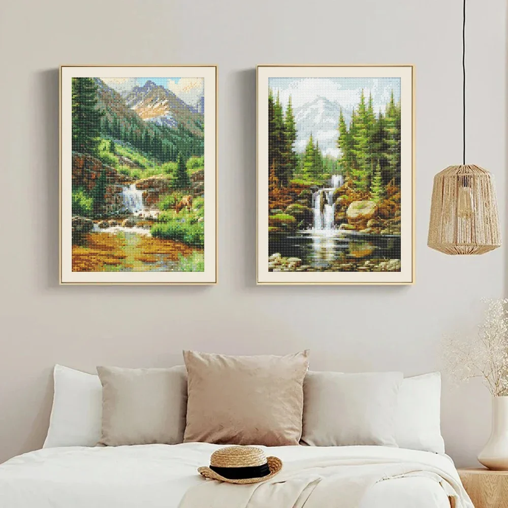 DIY 5D Diamond Painting Landscape Forest Art Rhinestone Picture Full Circle Mosaic Cross Stitch Kits Home Decor Hobby Gift thumbnail 2