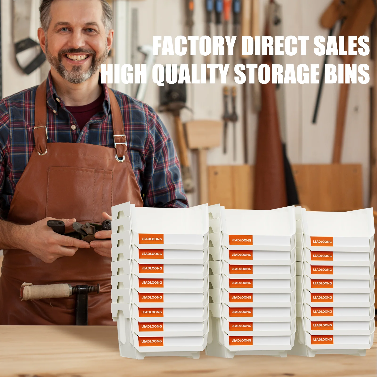 LEADLOONG White Parts Bin 6/24pcs 13.5x10.5x7.6cm/5x4*3inch Stackable Plastic Garage Tool Storage Box Container Organizer Bin thumbnail 2
