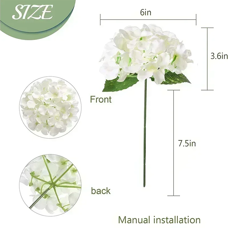 50 PCS Artificial Hydrangea Flowers Silk Hydrangea Heads for Wedding thumbnail 2