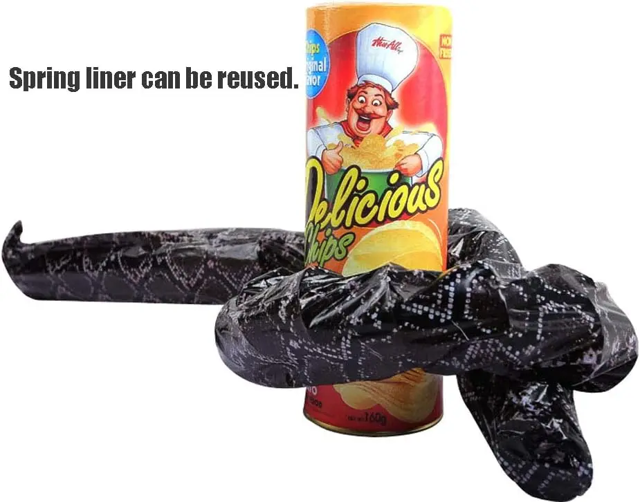 Potato Chip Snake Can Joke Toy Funny Spring Snake Scary Can Jumping Snake for Prank Props April Fool's Day Gift Party Decoration thumbnail 4