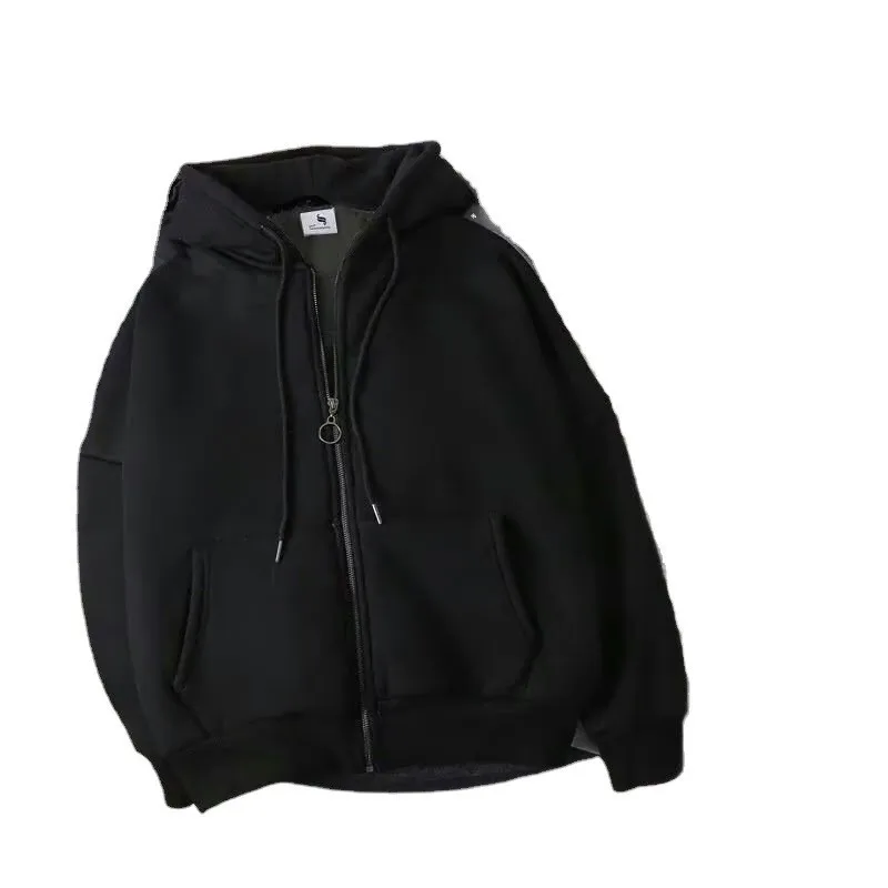 Men's Thickened Fleece Hoodie Jacket Autumn Winter Korean Style Loose Warm Student Trendy Top Couple's Style Long Sleeve Zipper thumbnail 5