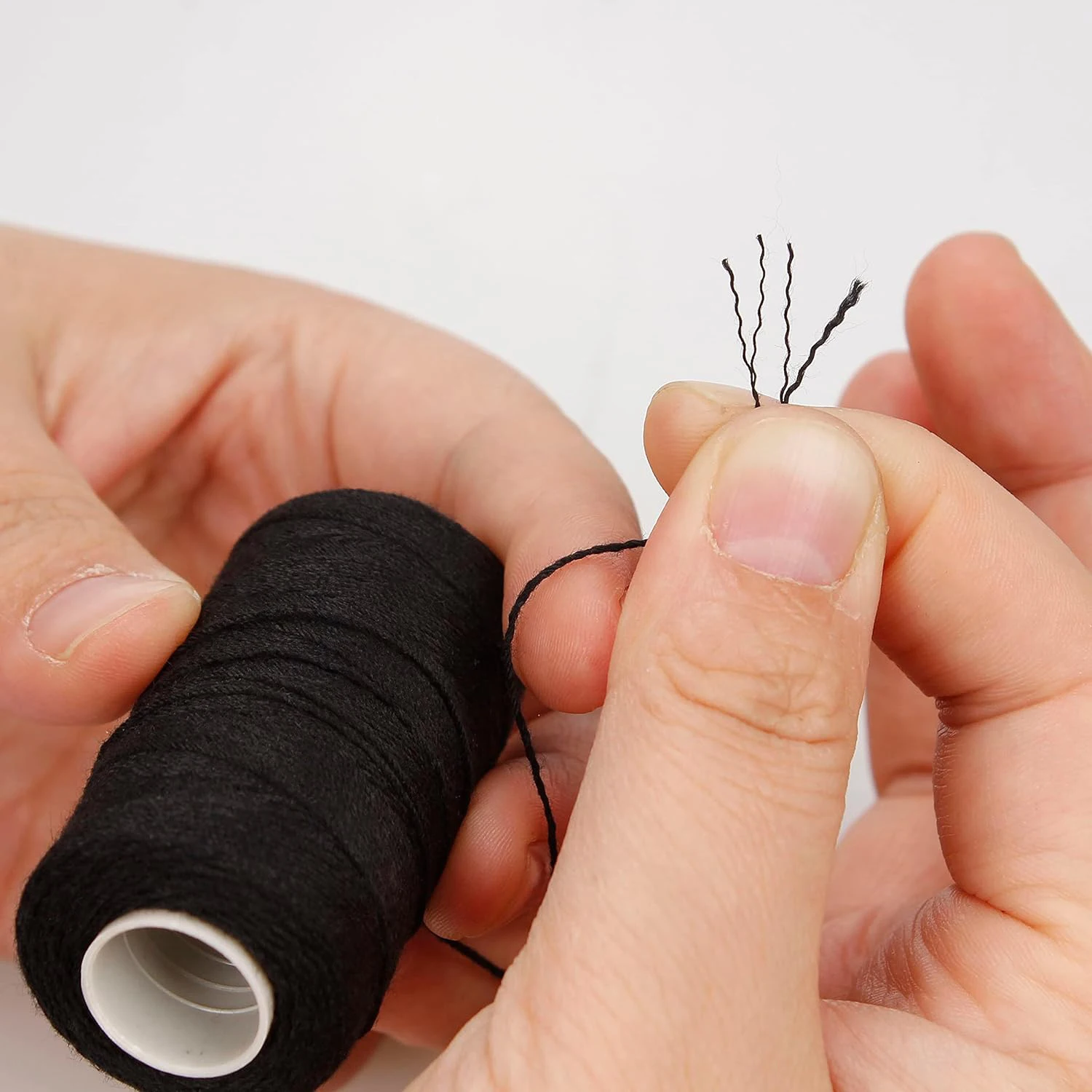 3 Rolls Hair Weaving Threads with 10 Pieces Sewing Needle Weaving Threads for Making Wigs Hand Sewing Hair Weft DIY thumbnail 5