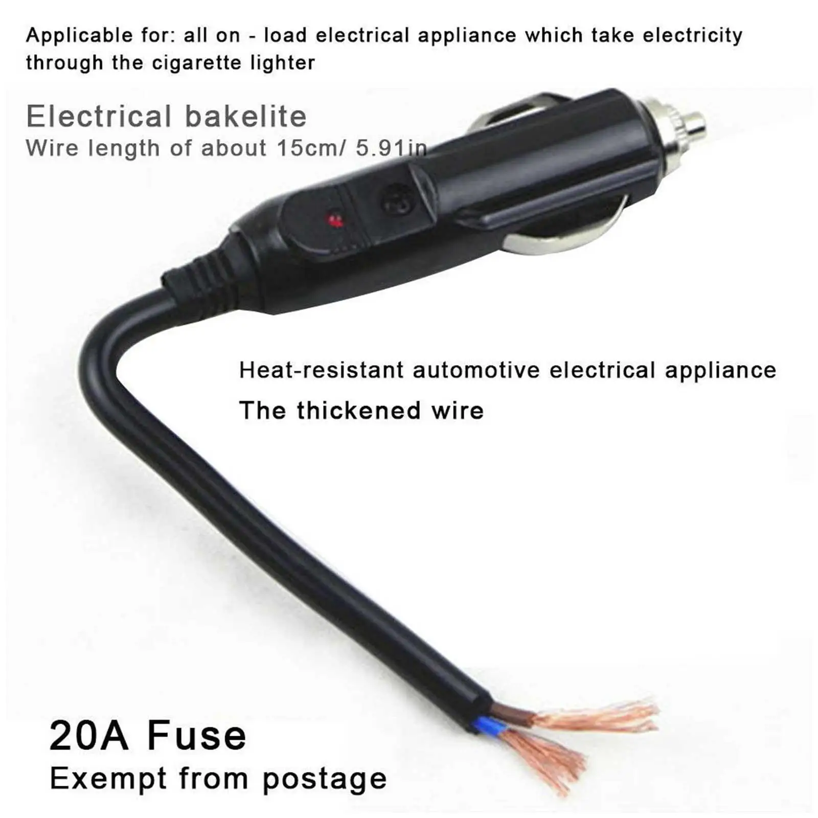 12V 24V Car Cigarette Lighter Plug Male LED Socket Plug Connector Adapter Car Cigarette Lighter Interior Accessories thumbnail 3
