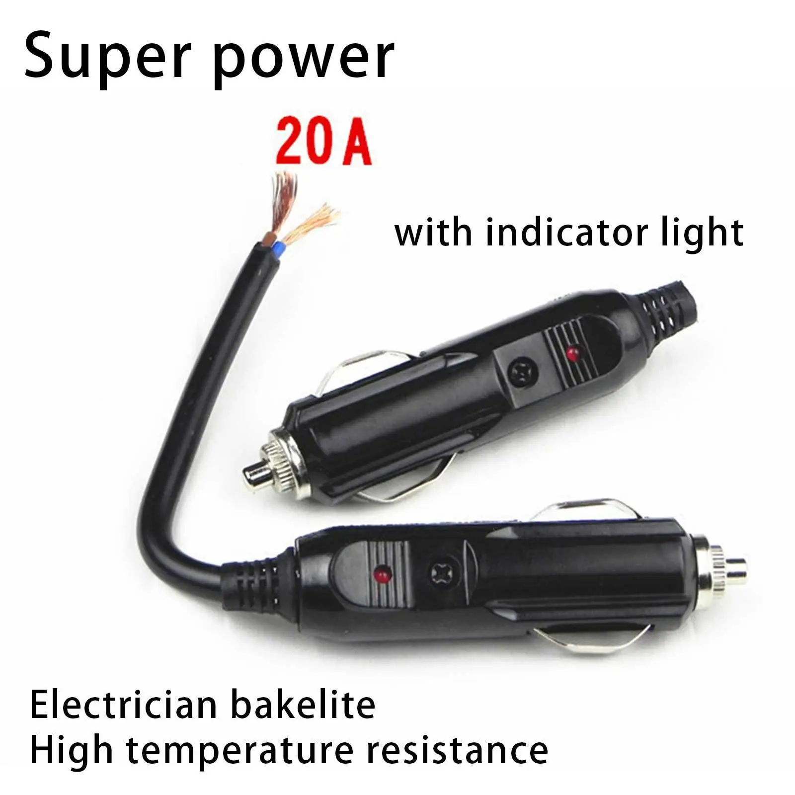12V 24V Car Cigarette Lighter Plug Male LED Socket Plug Connector Adapter Car Cigarette Lighter Interior Accessories