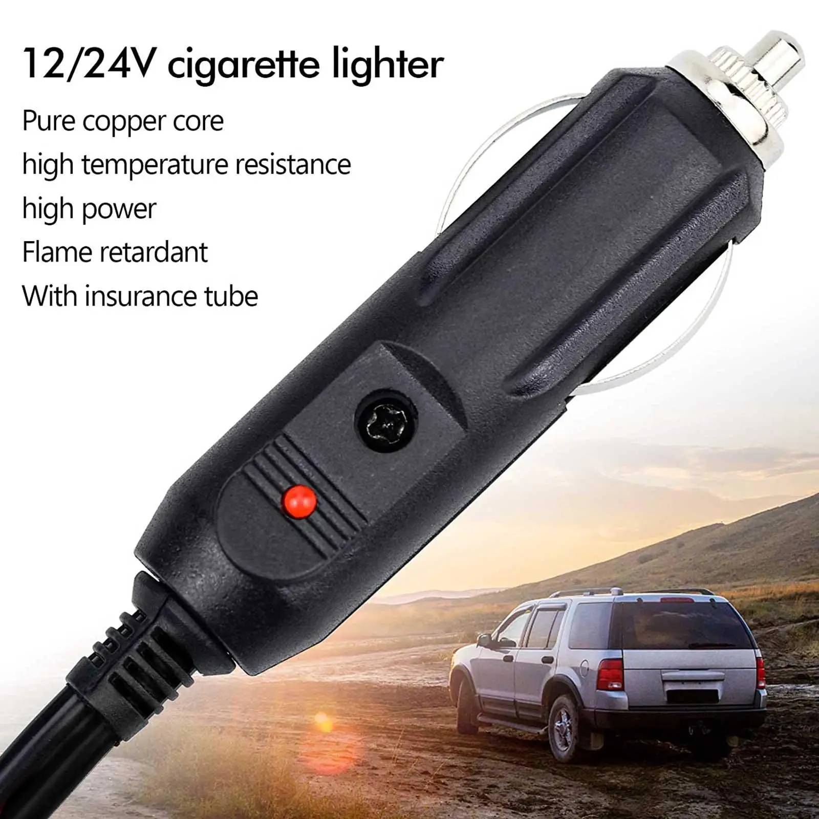 12V 24V Car Cigarette Lighter Plug Male LED Socket Plug Connector Adapter Car Cigarette Lighter Interior Accessories thumbnail 4