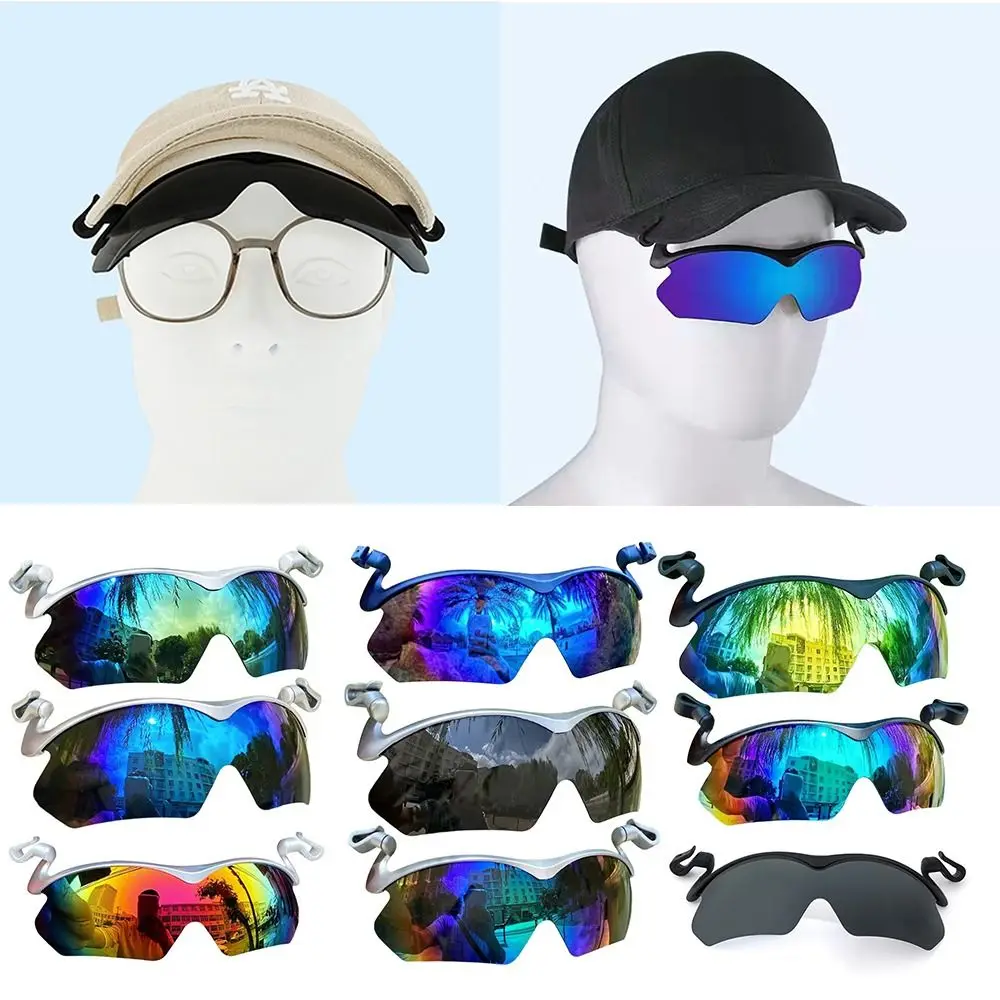 Clip Cap Sports Sunglasses, Clip On Hat Polarized Sunglasses, Flip-Up Cover UV Protection Fishing Cycling Outdoor Sunglasses