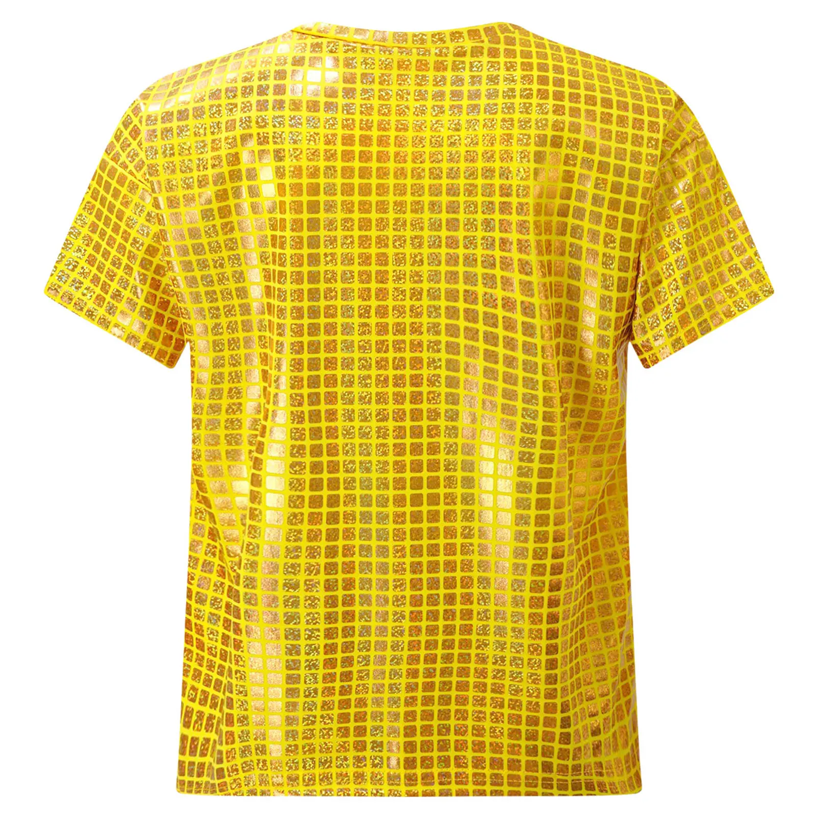 Girls Boys Sequins Shirt T-Shirt Child Metallic Loose Jazz Hip Hop Dance Top Blouse Disco Party Stage Performance Dancewear thumbnail 3