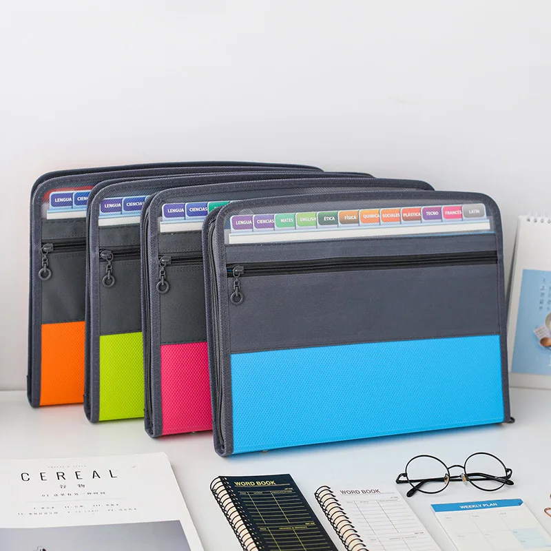 13Layer A4 Expanding File Folder Double Zipper Document Storage Bag Organizer File Pouch Bill Folder Family School Office Binder thumbnail 3