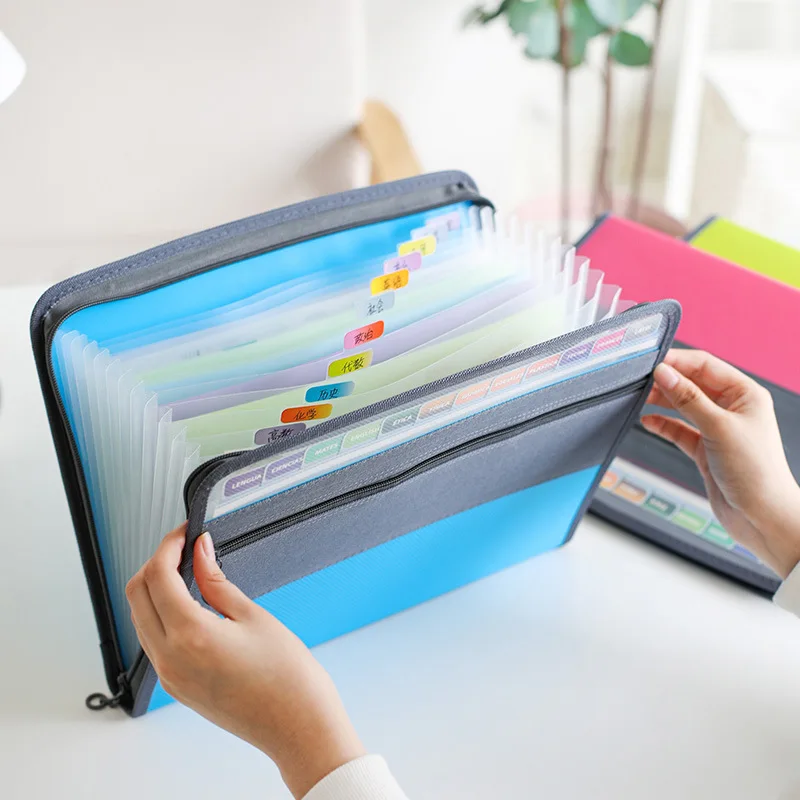 13Layer A4 Expanding File Folder Double Zipper Document Storage Bag Organizer File Pouch Bill Folder Family School Office Binder thumbnail 5