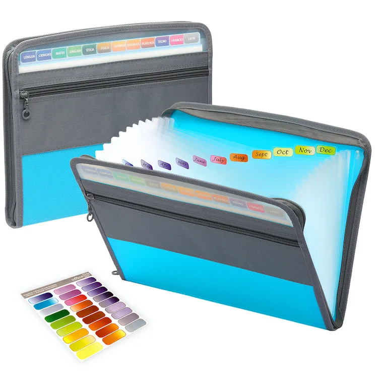 13Layer A4 Expanding File Folder Double Zipper Document Storage Bag Organizer File Pouch Bill Folder Family School Office Binder thumbnail 6