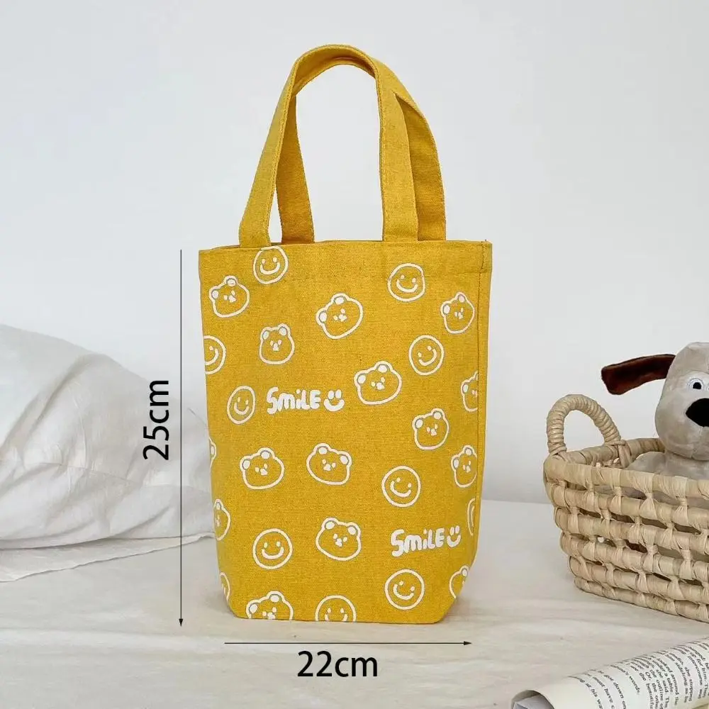 Cartoon Bear Handbag Bear Canvas Bag Mini Canvas Bag Canvas Handbag Cute Wrist Bag Portable Water Cup Bag thumbnail 6