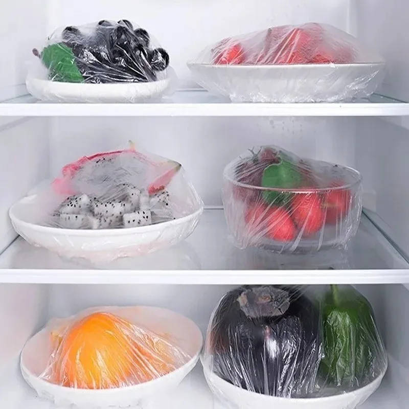 500/100Pcs Colorful Disposable Food Cover Lid Elastic Wrap Fresh Film Bag Disposable Cling Cover Bowl Cover Kitchen Storage Bag thumbnail 4
