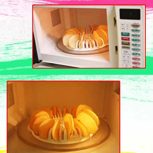 DIY Apple Fruit Crisp Chip Maker Food-grade Microwave Oven Potato Chips Bakeware Plastic Lightweight Homemade Baking Tray Tools thumbnail 3