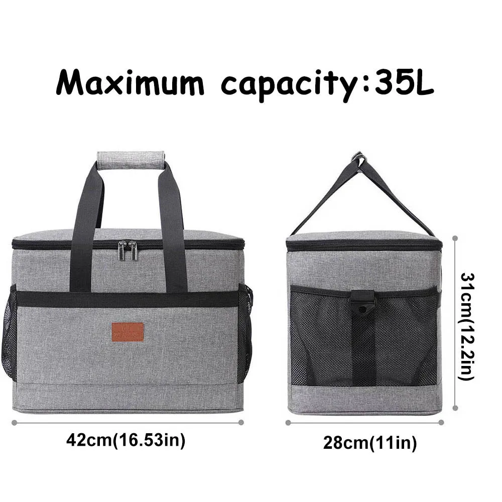 35L Large Capacity Collapsible Cooler Bag Insulated Picnic Lunch Bag Box Cooling Bag for Outdoor Travel Camping BBQ Family Party thumbnail 2