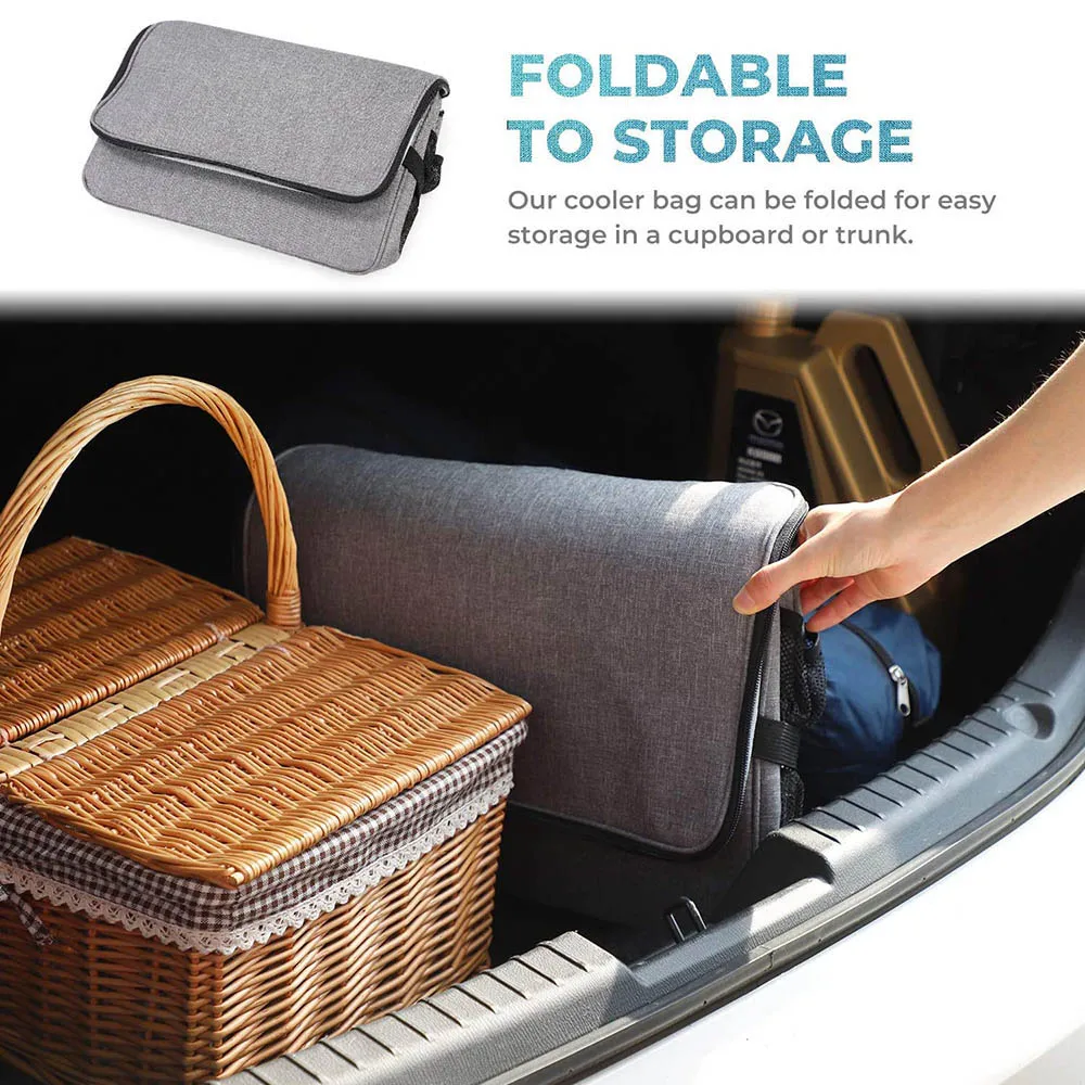 35L Large Capacity Collapsible Cooler Bag Insulated Picnic Lunch Bag Box Cooling Bag for Outdoor Travel Camping BBQ Family Party thumbnail 5