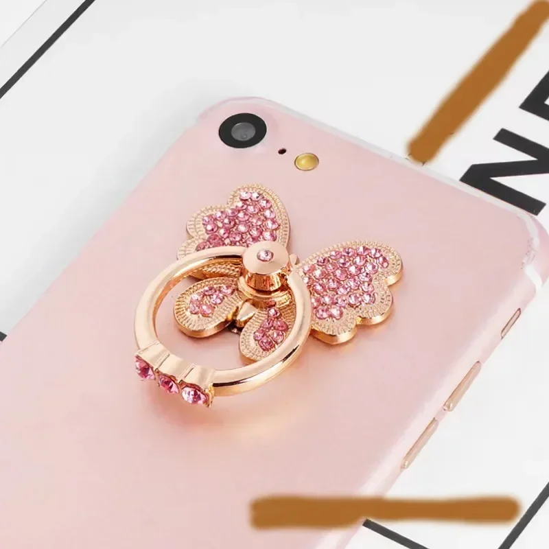 New Diamond Butterfly Finger Ring Mobile Phone Holder 360 Rotating Universal Desktop Bracket Phone Accessories thumbnail 6