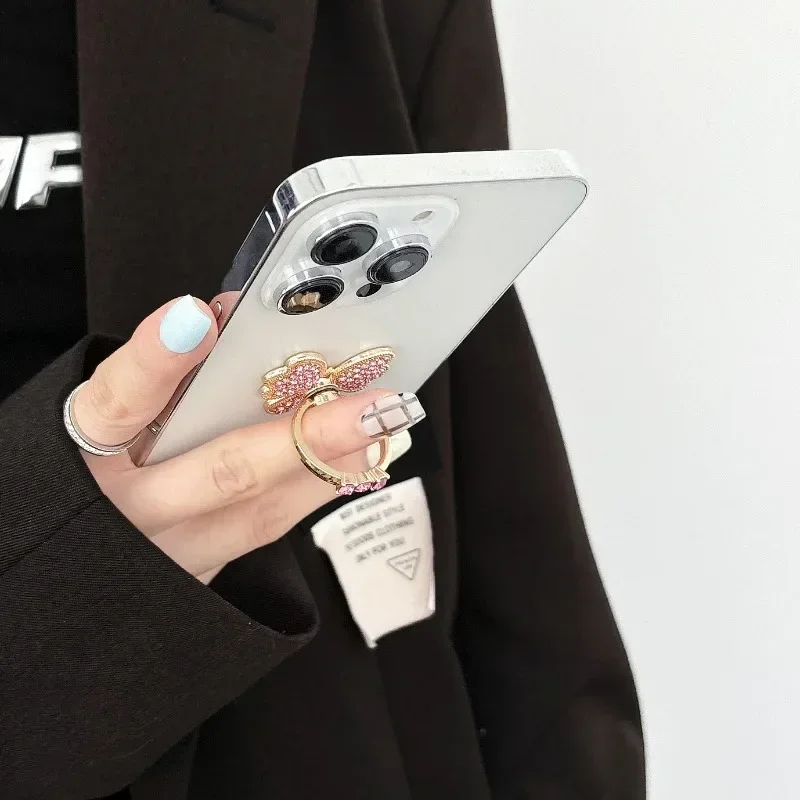 New Diamond Butterfly Finger Ring Mobile Phone Holder 360 Rotating Universal Desktop Bracket Phone Accessories thumbnail 3