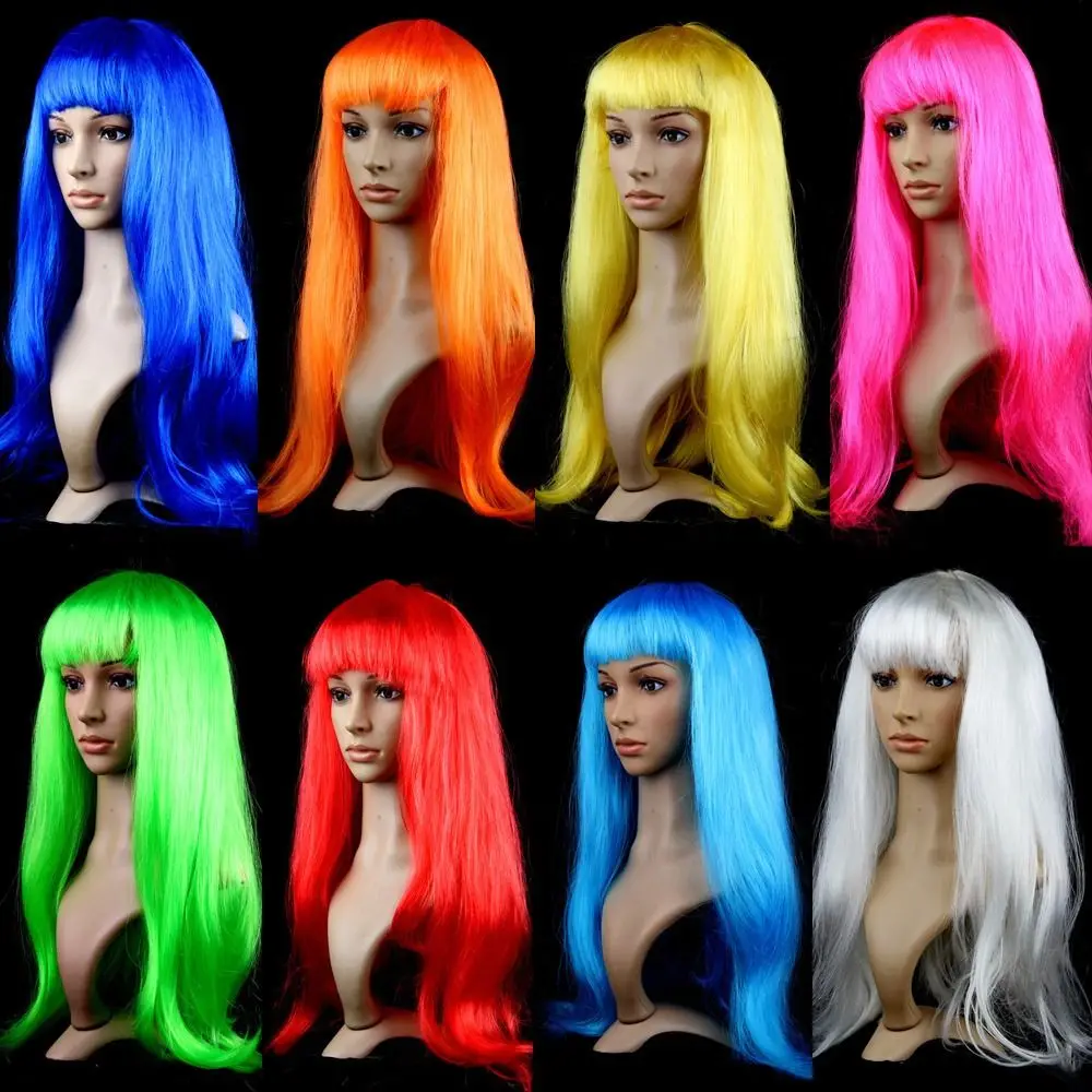 Soft Straight Hair Wig Women's Long Straight Hair Head Cover Makeup Ball Wig Men's And Women's Party Supplies thumbnail 4