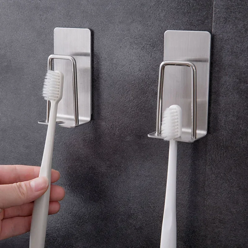 1/2 pcs Stainless Steel Toothbrush Holder Shaver Cup Wall Mount Toothbrush Storage Rack Bathroom Accessories Set thumbnail 2