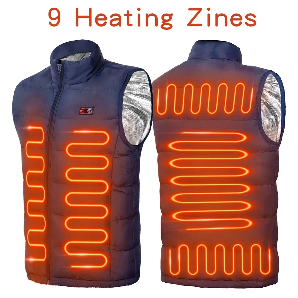 9 Heated Vest Zones Electric Heated Jackets Men Women Sportswear Heated Coat Graphene Heat Coat USB Heating Jacket For Camping thumbnail 6