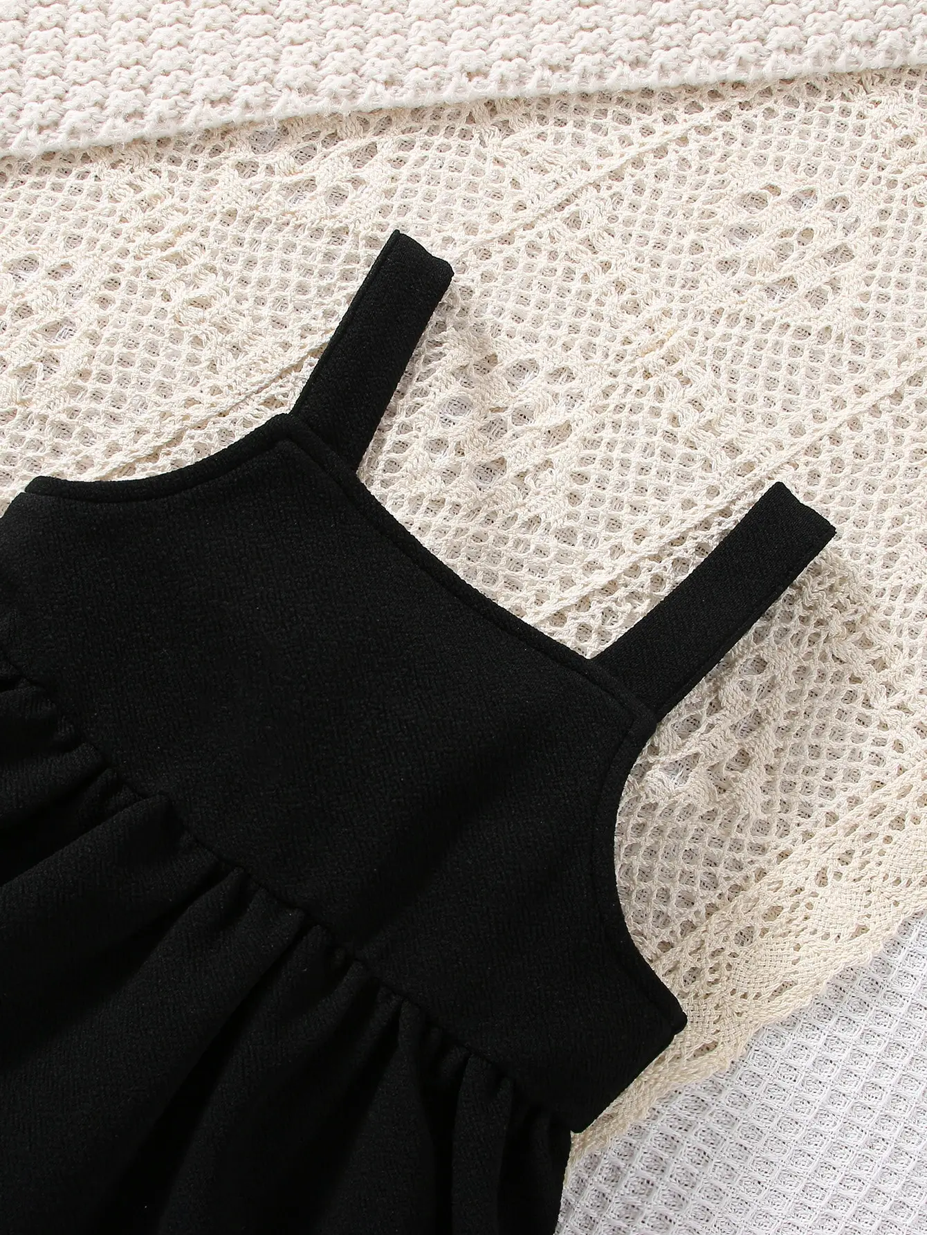 2-Piece Baby Girl Spring and Autumn Sweet New Style Beautiful Casual White Long Sleeve Black Strap Skirt Comfortable thumbnail 5