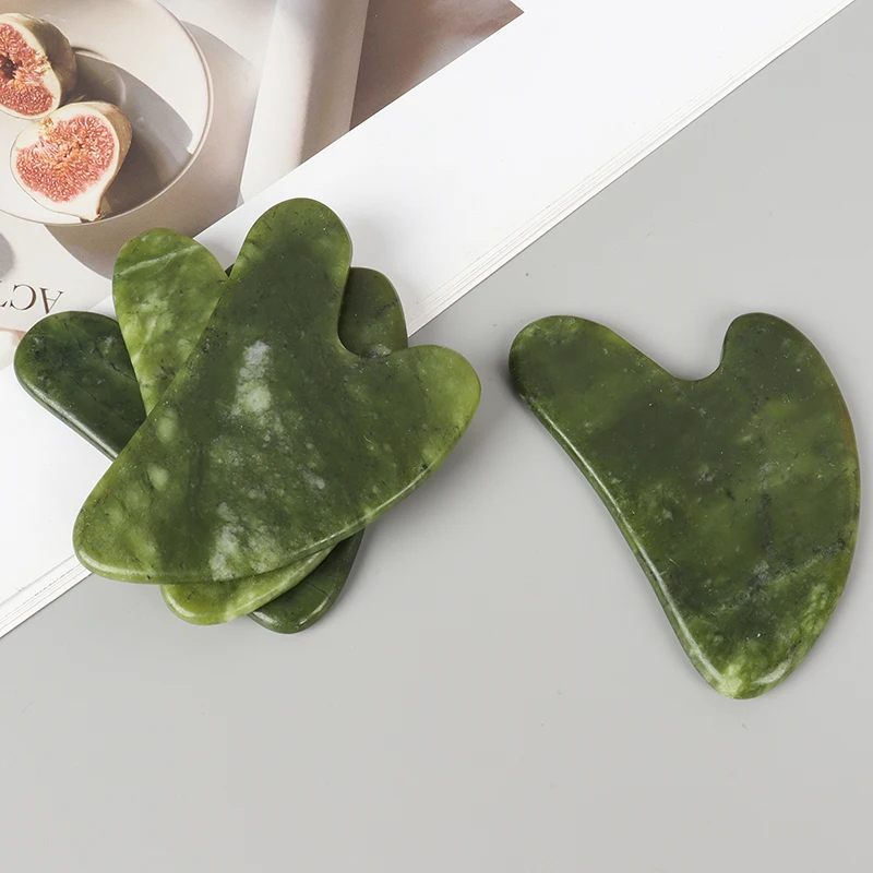 Helu Jade Gua Sha Tool Xiuyan Jade Heart-shape Massager Neck Massage Guasha Beauty Product Skin Care health Tool thumbnail 5