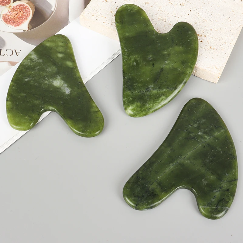 Helu Jade Gua Sha Tool Xiuyan Jade Heart-shape Massager Neck Massage Guasha Beauty Product Skin Care health Tool thumbnail 4