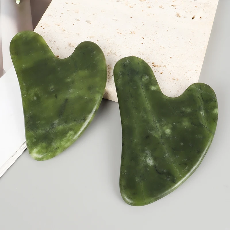 Helu Jade Gua Sha Tool Xiuyan Jade Heart-shape Massager Neck Massage Guasha Beauty Product Skin Care health Tool thumbnail 2