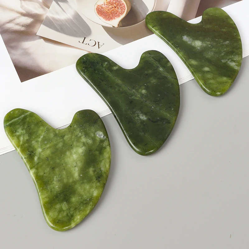 Helu Jade Gua Sha Tool Xiuyan Jade Heart-shape Massager Neck Massage Guasha Beauty Product Skin Care health Tool thumbnail 6