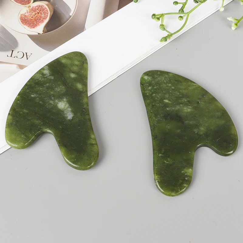 Helu Jade Gua Sha Tool Xiuyan Jade Heart-shape Massager Neck Massage Guasha Beauty Product Skin Care health Tool thumbnail 3