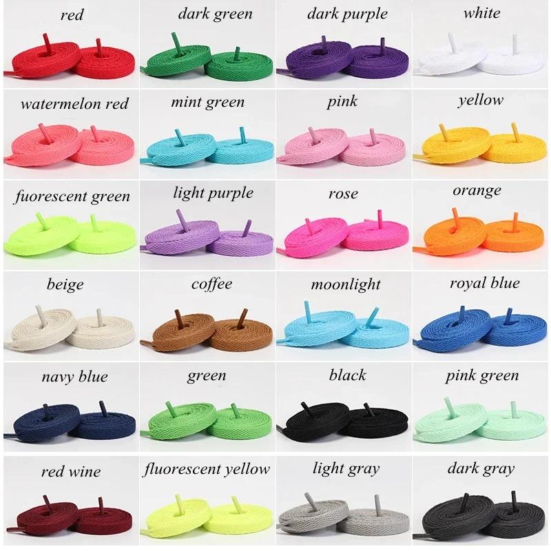 1 Pair Flat Shoelaces Classic Shoe Laces Fit Fashion Solid Sports Shoelace Casual Unisex Shoe Strings Shoe Accessories AF1 thumbnail 6