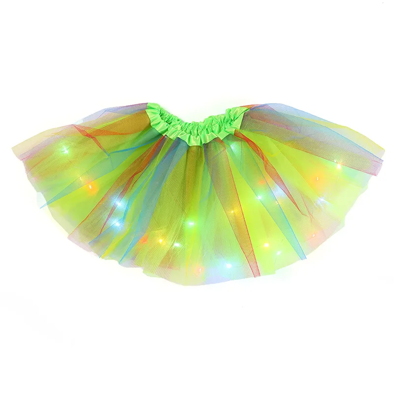 LED Glowing Light Girls Skirts Ballet Dance Rainbow Tulle Skirt Short Tutu Ballet Dancewear Party Costume Ball Gown Mini Skirt thumbnail 4