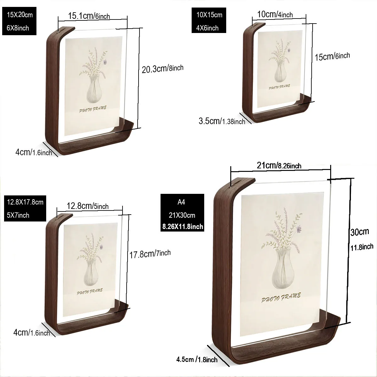 Acrylic Wooden Photo Frame A4 10X15cm 15X20cm Frame Calendar Double-sided Frame Photo Frames For Wedding Party Picture Frame thumbnail 3