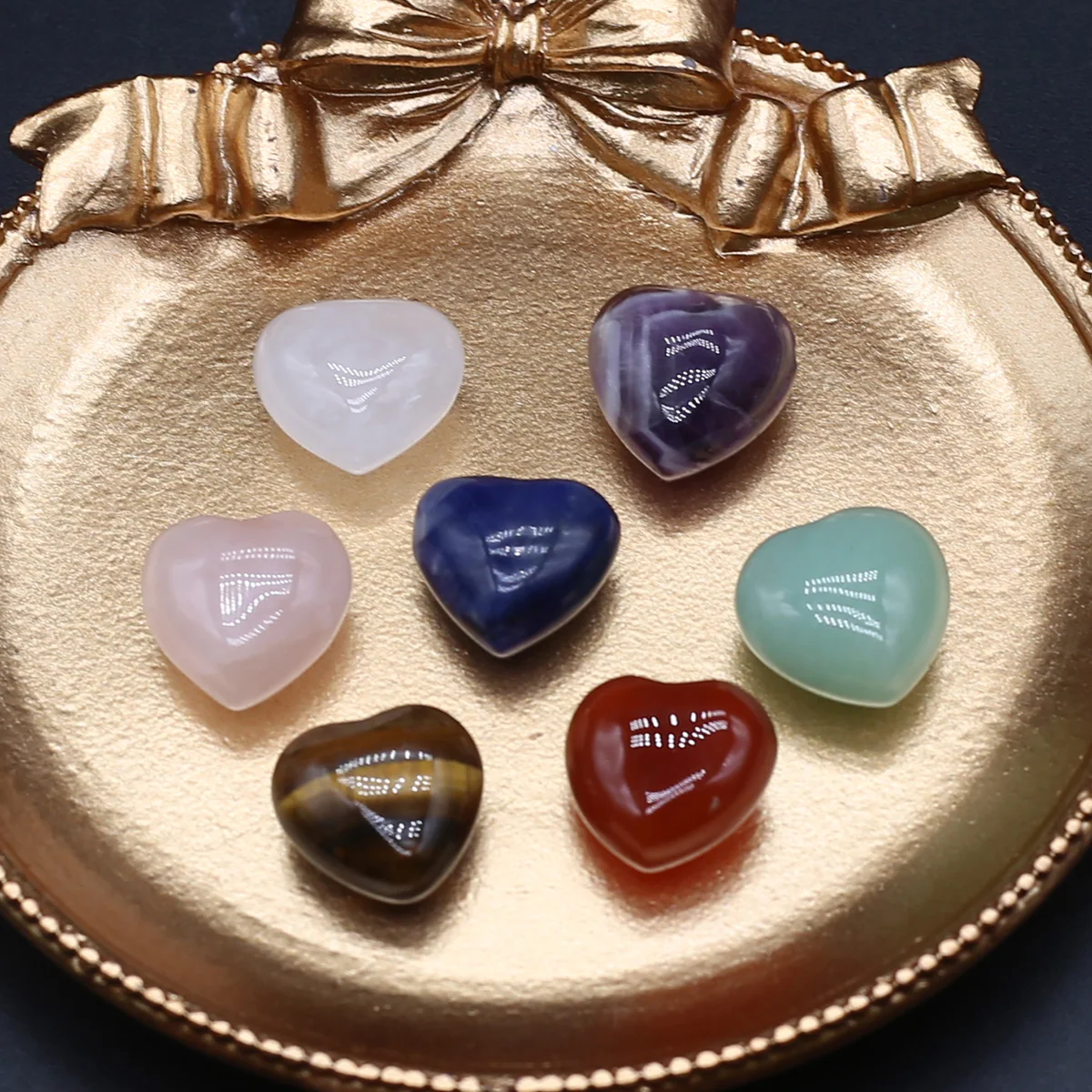 7pcs 15mm Natural Stone Crystal Agate Heart Aura Rune Yoga Stone Chakra Loose Beads for Jewelry Making Supplies DIY Accessories thumbnail 4