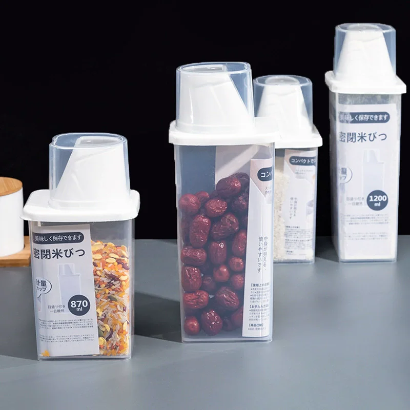 Japanese Style Food Container Sealed Insect Proof and Moisture-proof Grains Tank Storage Kitchen Sorting Rice Storage Box Jar thumbnail 2
