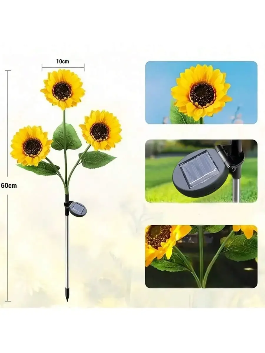 Solar Powered Sunflower Light Outdoor Waterproof LED Ground Insert Lawn Lamp For Garden Lawn Courtyard Decoration thumbnail 4