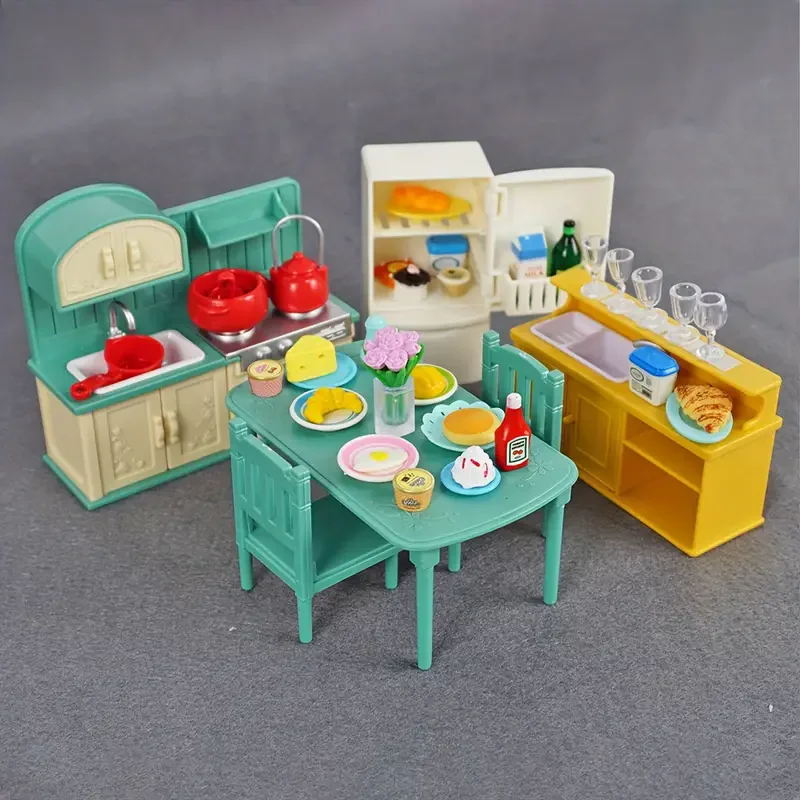 Toys Doll Forest Family Montessori Kitchen Miniature Doll House 1/12 Toy Kitchen Accessories Dollhouse Furniture Toys for Girls thumbnail 3