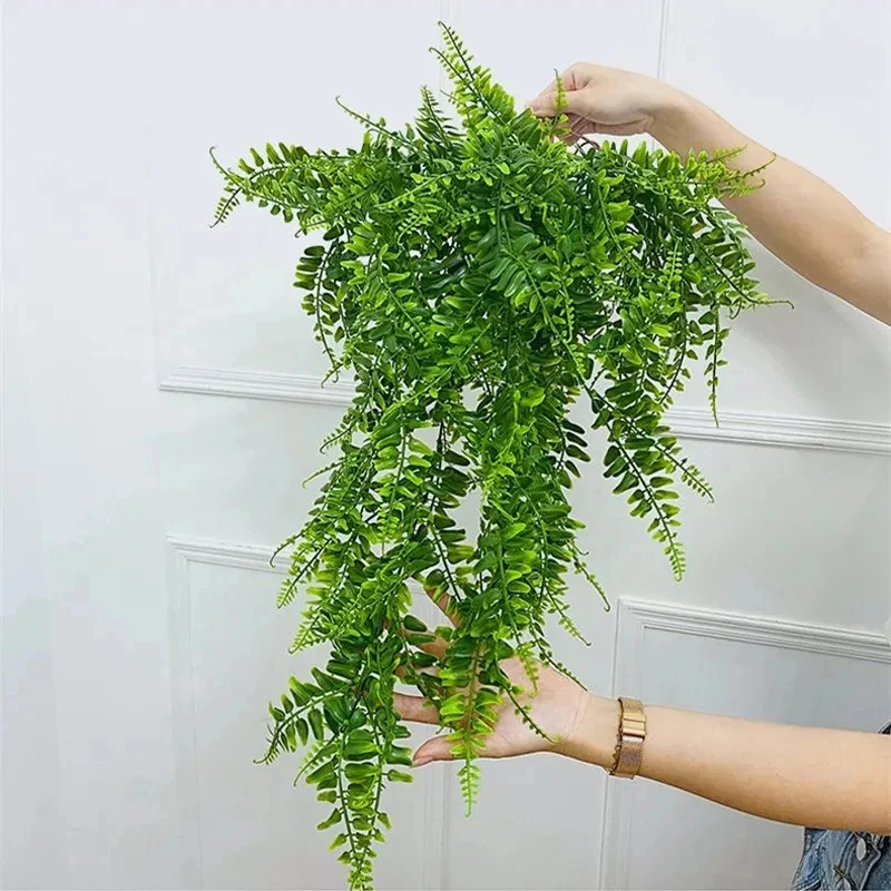 Persian fern Leaves Vines Home Room Decor Hanging Artificial Plant Plastic Leaf Grass Wedding Party Wall Balcony Decoration thumbnail 5
