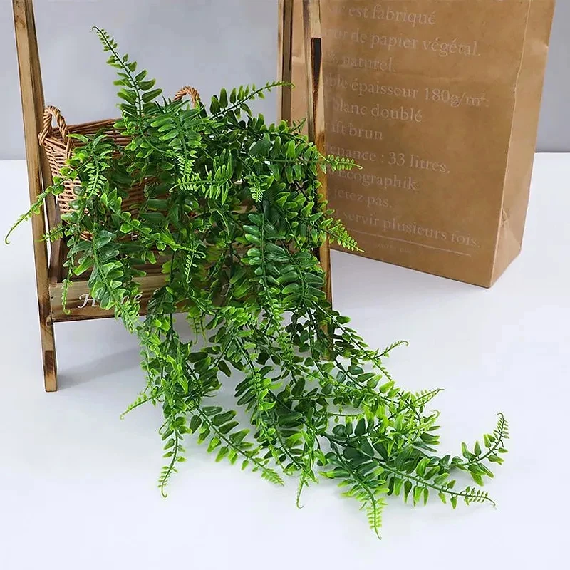 Persian fern Leaves Vines Home Room Decor Hanging Artificial Plant Plastic Leaf Grass Wedding Party Wall Balcony Decoration thumbnail 4