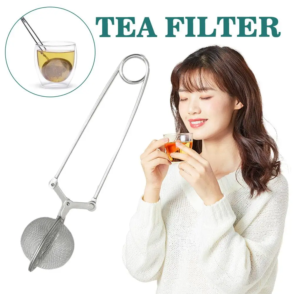 Reusable Steel Tea Infuser Sphere Mesh TeaStrainer Kitchen Handle Filter Spice Gadget Diffuser Anti-scald Coffee K1N9 thumbnail 2