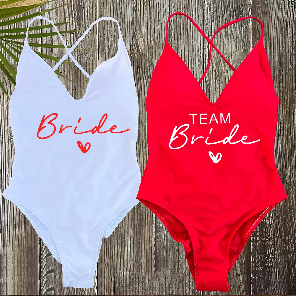Sexy Padded One Piece Swimsuit Women Team Bride Swimwear Bikini Summer Bathing Suit Plus Size Beachwear Bachelorette Party Lady thumbnail 4