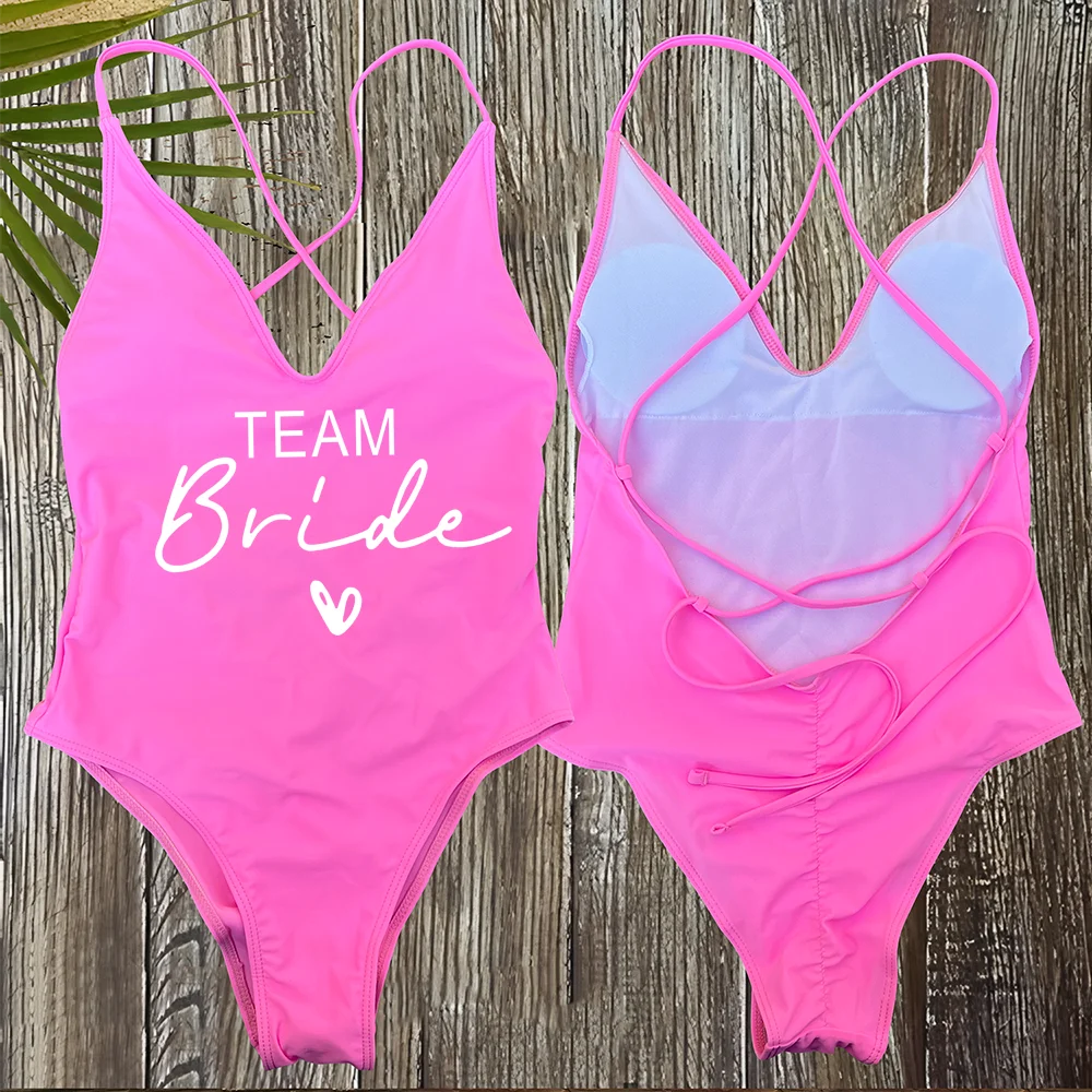 Sexy Padded One Piece Swimsuit Women Team Bride Swimwear Bikini Summer Bathing Suit Plus Size Beachwear Bachelorette Party Lady thumbnail 5
