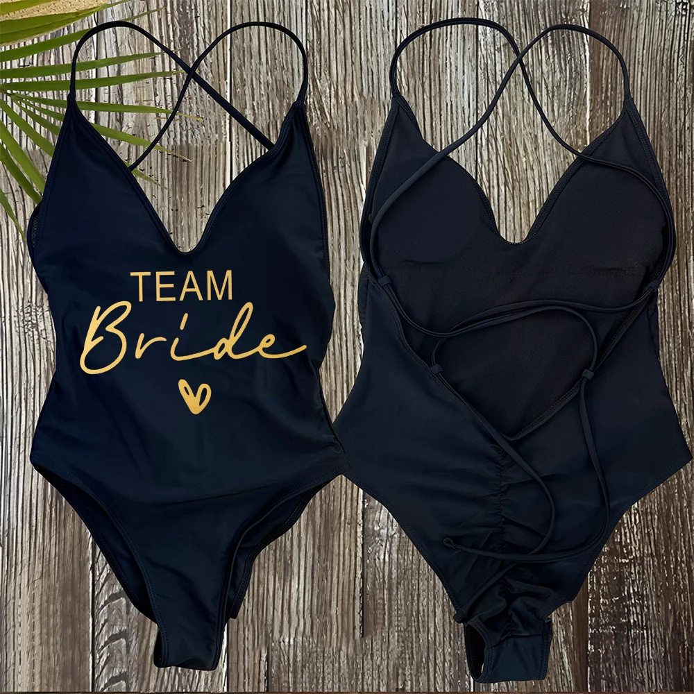 Sexy Padded One Piece Swimsuit Women Team Bride Swimwear Bikini Summer Bathing Suit Plus Size Beachwear Bachelorette Party Lady thumbnail 6