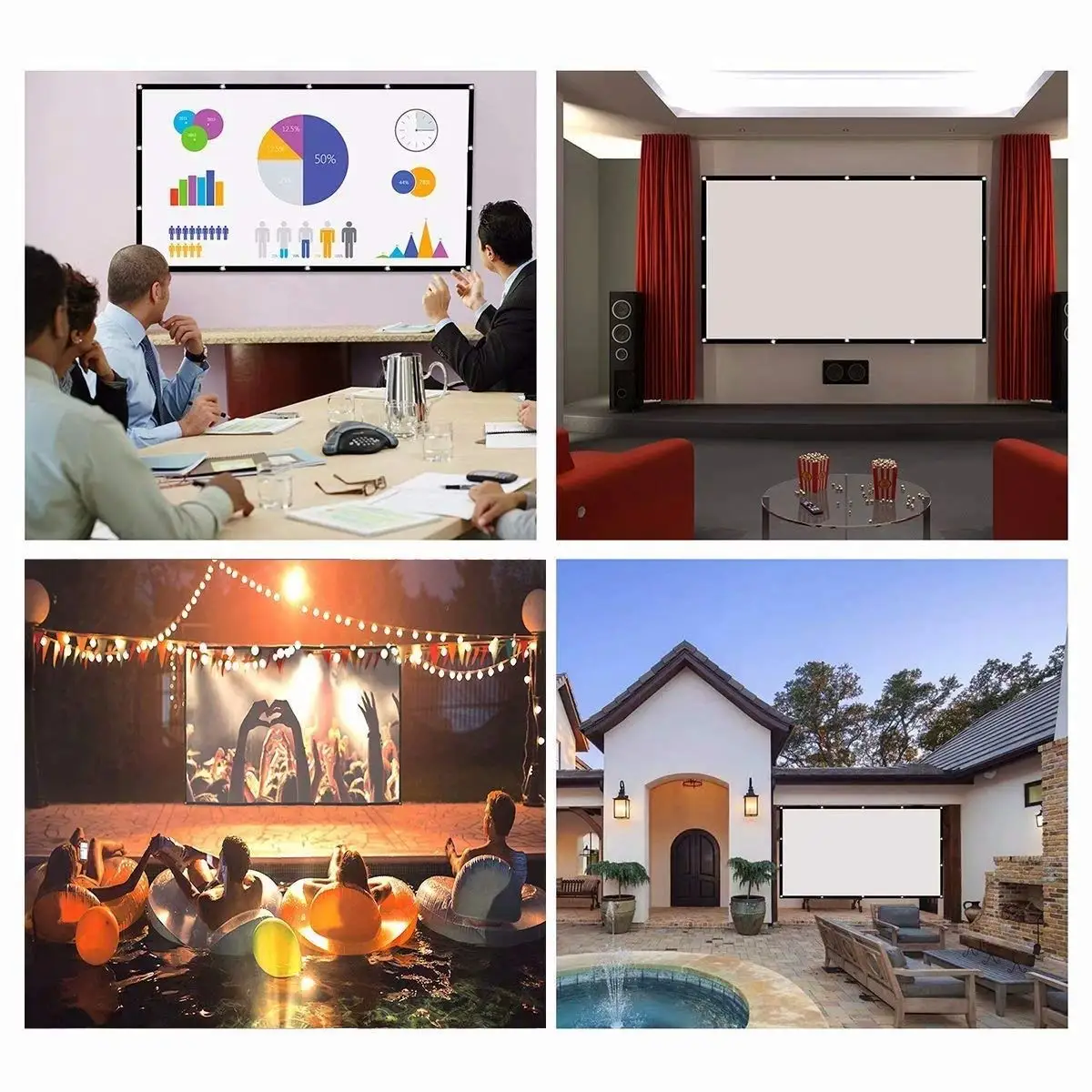 60 84 100 120 150 Inch Projector Screen Portable Projection Screen16:9,Outdoor Movie Screen For Travel Home Theater For HY300 thumbnail 4