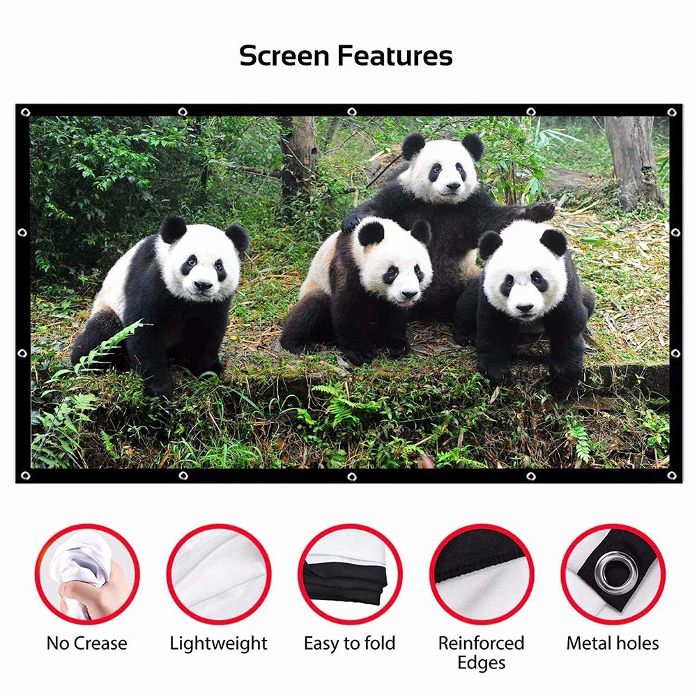 60 84 100 120 150 Inch Projector Screen Portable Projection Screen16:9,Outdoor Movie Screen For Travel Home Theater For HY300 thumbnail 3