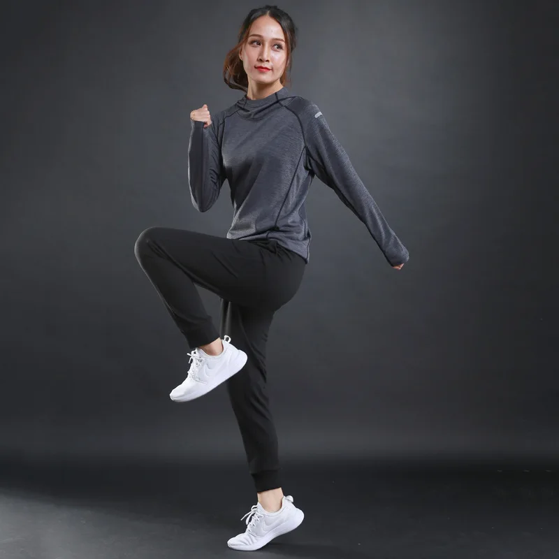 New Hoodie Running Jackets for Women 3 Color Fitness Sportswear Night Reflective Outdoor Jogging Lady Gym Sports Coat thumbnail 2
